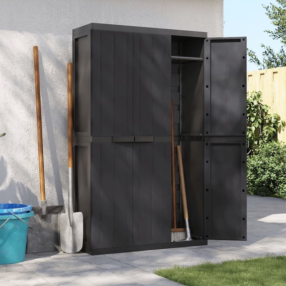 Casafoyer Outdoor Storage Cabinet Black 38.2"x14.6"x65" PP