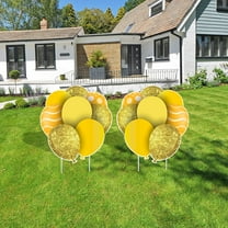 Victory Store Yellow Balloon Outdoor Birthday Party Signs with Stakes 22743a, Set of 2