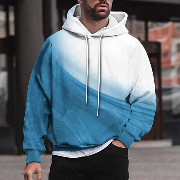Sudadera con capucha para hombre, estilo casual, con cuello redondo, estampado, manga larga, blusa de poliéster