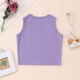thumbnail image 4 of ZHOGXU Kids Girls Tank Top Sleeveless Round Neck Solid Color Ribbed Yoga Athletic Workout Cropped Tee For Sports Fitness,Purple,11-12 Years, 4 of 5