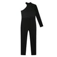 thumbnail image 6 of iiniim Kids Girls Gymnastics Leotard One Shoulder Figure Skating Jumpsuit Romper Footless Unitard Black 6, 6 of 7