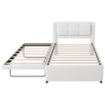 thumbnail image 5 of Harper & Bright Designs Full Size Upholstered Bed with Adjustable Trundle, Full Platform Bed with Padded Headboard for Bedroom, Twin Trundle can be Flat or Erected, Beige, 5 of 12