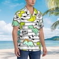 thumbnail image 2 of Lsque Funny Dinosaurs on Stripes pattern Hawaiian Shirt for Men, Unisex Summer Beach Casual Short Sleeve Button Down Shirts-Medium, 2 of 9