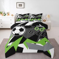 Homewish Soccer Football 2pcs Bedding Comforter Set for Teens Female Men,Abstract Geometric Twin Comforter Sets,Sport Theme Breathable Bedding Set,Microfiber Bedroom Decor,Reversible