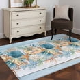 thumbnail image 3 of Area Rugs for Living Room 4x6 Ft, Blue Beach Coastal Non Slip Area Rugs for Kitchen Bedroom Entryway, Nautical Shell Starfish Coral Summer Washable Carpet Runner Rug Floor Mats for Bedroom, 3 of 8
