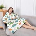 thumbnail image 5 of Oversized Wearable Blanket Hoodie,White Dinosaurs Eggs Palms Pattern Sherpa Blanket Hoodie with Super Pockets,Super Warm Fuzzy Pullover for Women & Men, 5 of 6