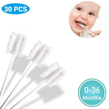 BSMEAN 30Pcs Baby Mouth Cleaner Newborn Tongue Coating Deciduous Tooth Disposable Gauze Toothbrush Suitable for 0-3 Year Old Baby