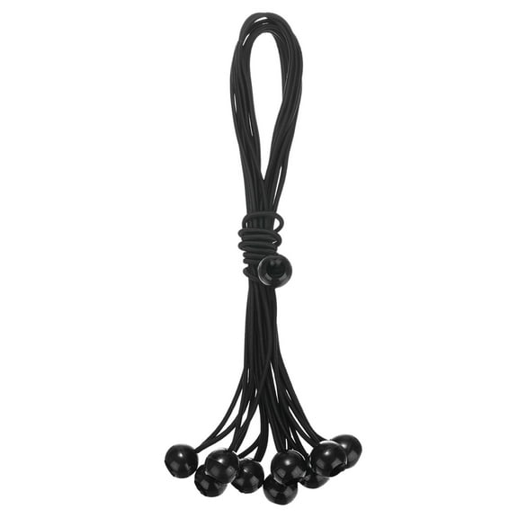 Uxcell 10-Pack Ball Bungee Cords, 15 Inch High Elastic Canopy Tarp Tie Down Bungee Balls for Tent/Cargo Holding [Black]