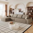 thumbnail image 2 of MAYEERTY 135 Inch Camel Corduroy L-Shape Cloud Sectional Sofa, 4-Seat Modular Deep Chaise Couch Zero Assembly for Living Room, 2 of 8