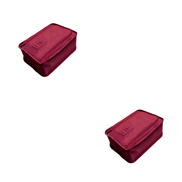 Matsuzay Nylon Shoe Storage Bag Sneakers Underwear Office Organizer Carrier Household Travel Handle with Bedroom Pouch Pocket Vino rojo 2piezas