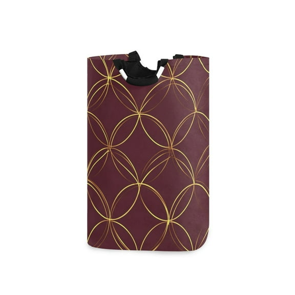 Yayeee Freestanding Laundry Hamper with Handle Collapsible Large Storage Basket for Clothes, Circular Gold Pattern