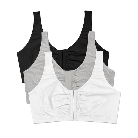 Sujetador deportivo Fruit of the Loom de algodón con cierre frontal para mujer