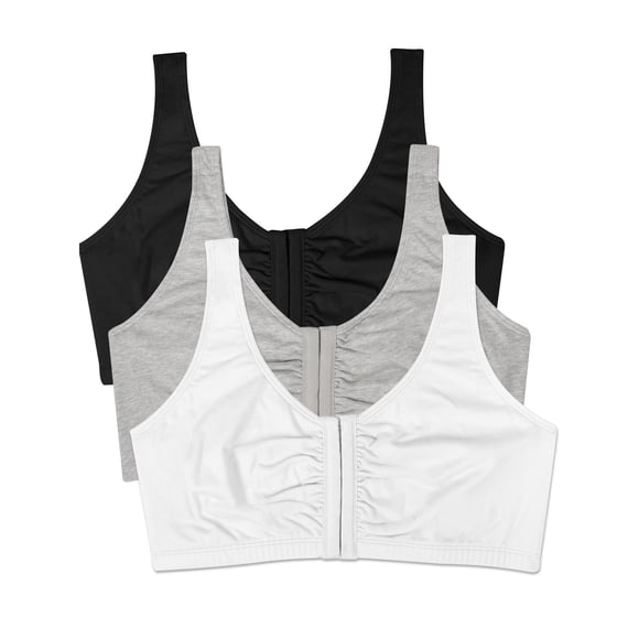 Sujetador deportivo Fruit of the Loom de algodón con cierre frontal para mujer