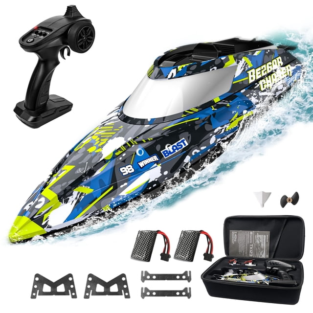 Barco con control remoto BEZGAR TX123, de alta velocidad, más de 32 km/h, con maleta
