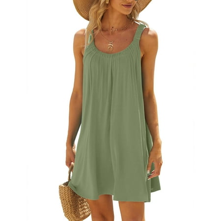 Hot Discounts Women s Beach Dress Bikini Cover Up Casual Vacation Short Summer Dresses for Comfortable Beachwear or Poolside Outfits Gifts for Girlfreinds|95%Polyester 5%Spandex Army Green