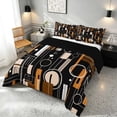 thumbnail image 3 of Manfei Contemporary Abstract Queen Comforter Set, Geometric Circle Rectangle Comforter Sets Queen, Brown and Black, Black Reversible 3pcs, 1 Comforter and 2 Pillowcases, 3 of 6