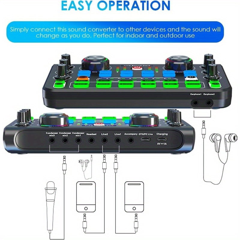 All-in-One Audio Interface & Podcast Equipment with DJ Mixer Effects, Noise Reduction, Plug & Play