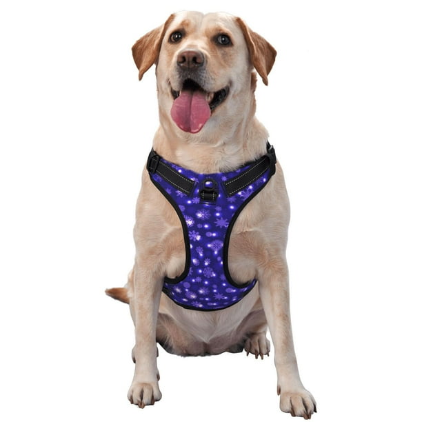 Fotbe Beautiful Purple Snowflakes Arnés para Perro con Estampado –Chaleco Ajustable Acolchado con Asa de Control para Perros Grandes-Large