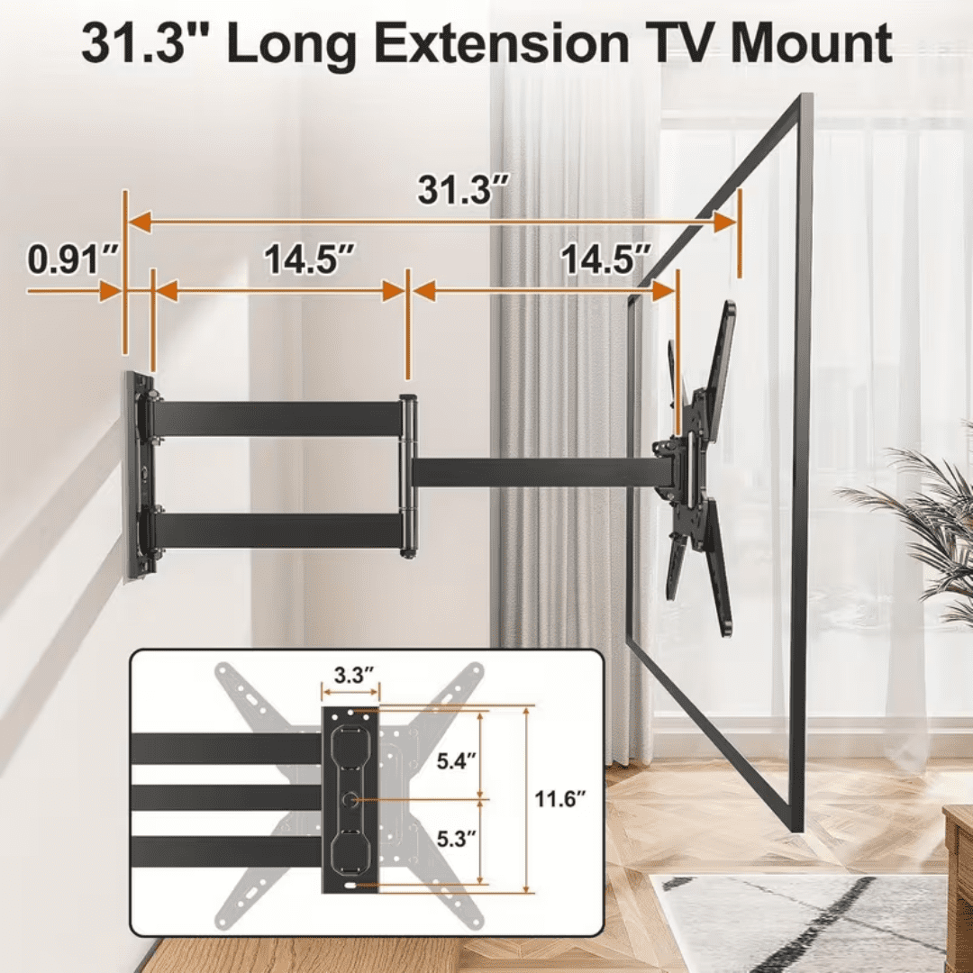 TV Wall Mount With 16.5-Inch Long Arm, Suitable For Most 14-55 Inch TVs