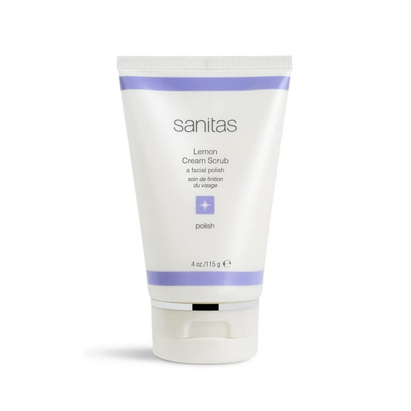 Sanitas Skincare Lemon Cream Scrub Exfoliante manual de doble acción Exfoliante facial Vitamina C 4 onzas