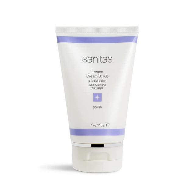 Sanitas Skincare Lemon Cream Scrub Exfoliante manual de doble acción Exfoliante facial Vitamina C 4 onzas