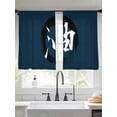 thumbnail image 2 of Circle Oil Word Sheer Curtains 2 Panels Set Japanese Circle Oil Word Blue Background Sheer Window Curtains Light Filtering Rod Pocket Voile Drapes for Bedroom Living Room 52"x45", 2 of 9