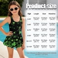 thumbnail image 7 of Xixirimido Clovers Black Print Girls Swimsuit Sleeveless One Piece Skirted Swimwear Modest Hawaiian Bathing Suit for Beach Water Park Kids Swim Dress for St. Patrick's Day, 8-9 Years, 7 of 7