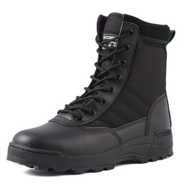 RIBONGZ Men's Safety Work Boots Anti-Slip Hiking Hunting Shoes Side Zipper Tactical Boots Breathable Desert Boots