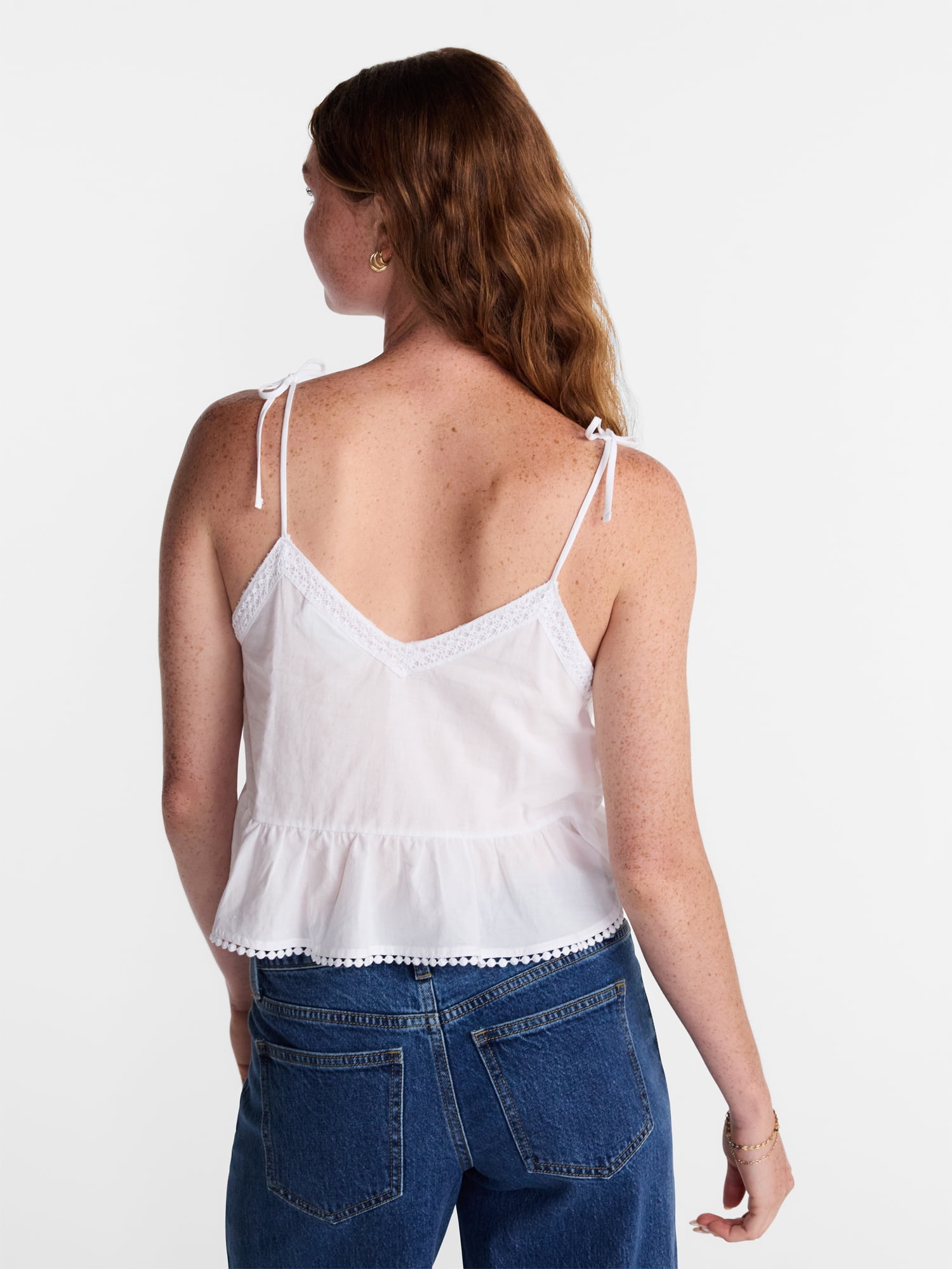 No Boundaries Lace Trim Peplum Tank, Women's XXS - XXL