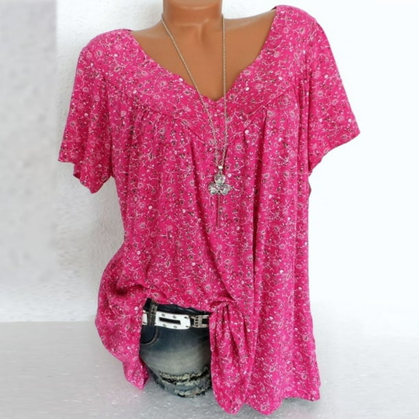 Hot pink plus size cheap tops