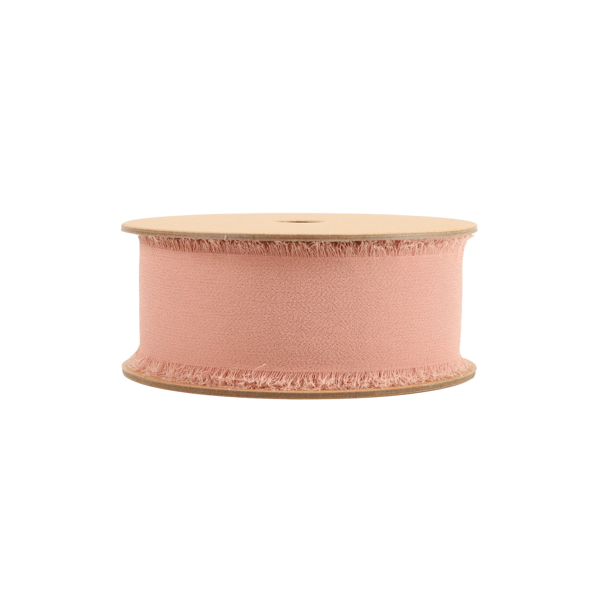 LaRibbons 1 1/2" Frayed Edge Chiffon Ribbon, Blush, 10 Yard Roll