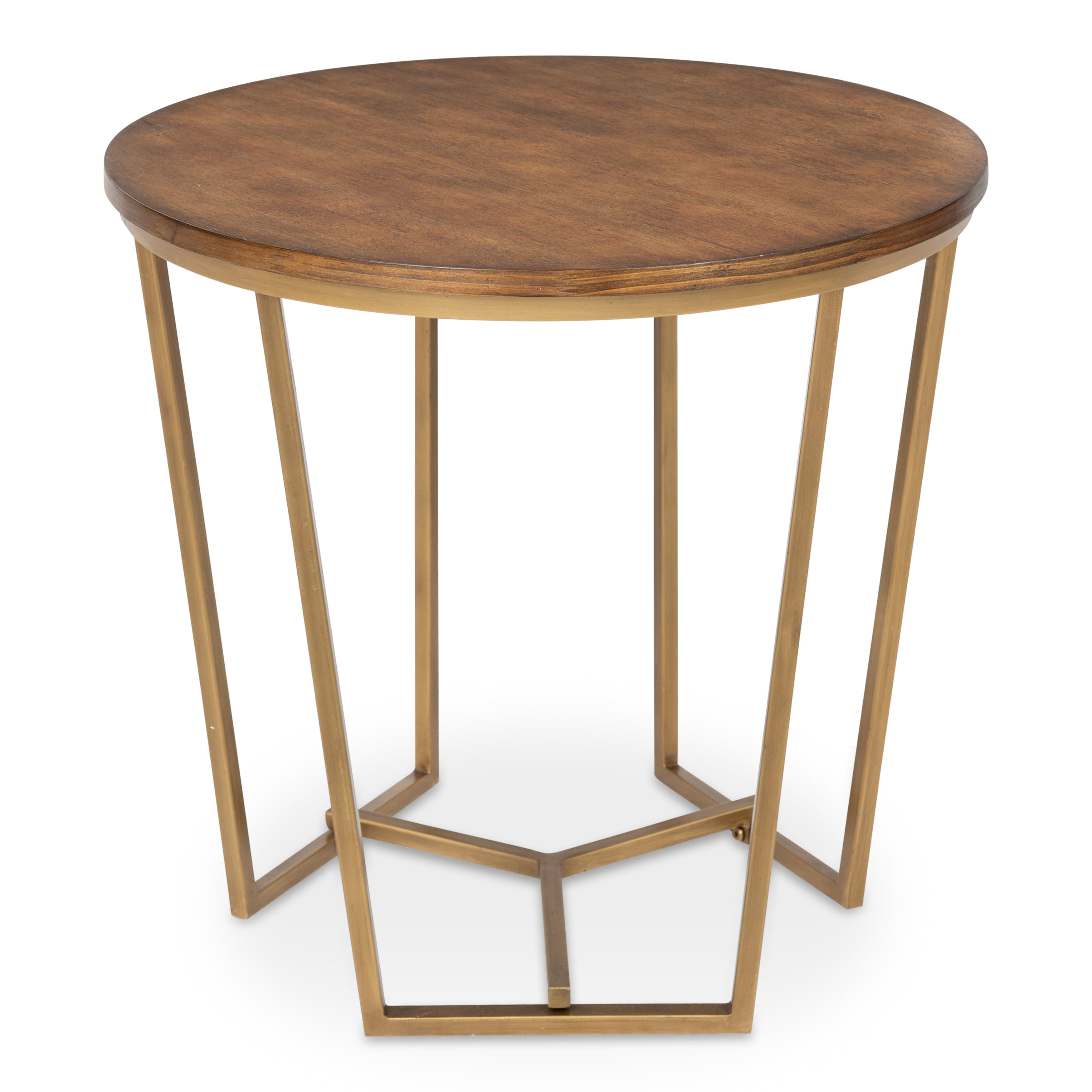 Kate and Laurel Solvay Round Wood and Metal Side Accent Table, Walnut