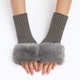thumbnail image 2 of Women's Winter Fingerless Gloves with Fuzzy Faux Furry Cuff Warm Half Finger Hand Warmers for Daily Wear Party, 2 of 2