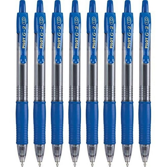 PILOT G2 Premium Refillable & Retractable Rolling Ball Gel Pens, Bold Point, Blue, 8-Pack (15319)