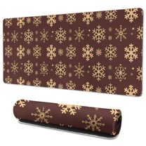 Long Mouse Pads for Desk,Brown Christmas Snowflake Pattern Desk Mats on Top Of Desks, Desk Mouse Pad Extra Large with 3mm Non-Slip Base and Stitched Edge for Gaming,Office,Work,Home 35.4x15.7in