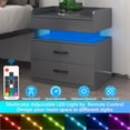 thumbnail image 4 of iRerts Side Table with Charging Station, Wood Nightstand with Drawers and LED Lights, Bedside Table with Plug Outlets, 2 USB Ports, Modern End Side Table for Bedroom Living Room Office, Gray, 4 of 10