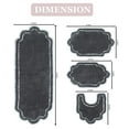 thumbnail image 4 of Home Weavers Allure Collection 100% Cotton Non-Slip Bathroom Rug Set Machine Washable Bathroom Rug, Bath Rug, U Shaped Contour, Runner, Dark Gray Color 4 Piece Bath Rug set, 4 of 5