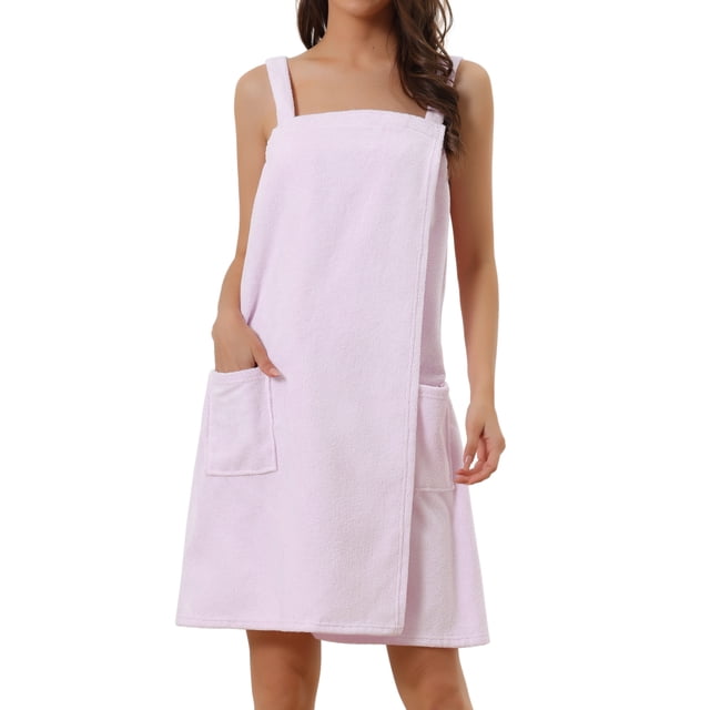 Bata de baño de felpa para mujer Inspire Chic, bata de spa para gimnasio, piscina, ducha, toalla de baño, vestido de ducha, XS, rosa claro