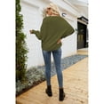 thumbnail image 4 of Suéter de punto con cuello en V para mujer, suéter informal holgado de manga larga con un hombro, color verde XL, 4 of 6