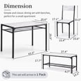 thumbnail image 6 of Ktaxon 4 Pcs Dining Table Set, Dinning Set for 4 with 2 Chairs and Bench, Dinner Table with Storage Rack, Nesting Furniture Set for Dining Room, Restaurant, White Marble, 6 of 9