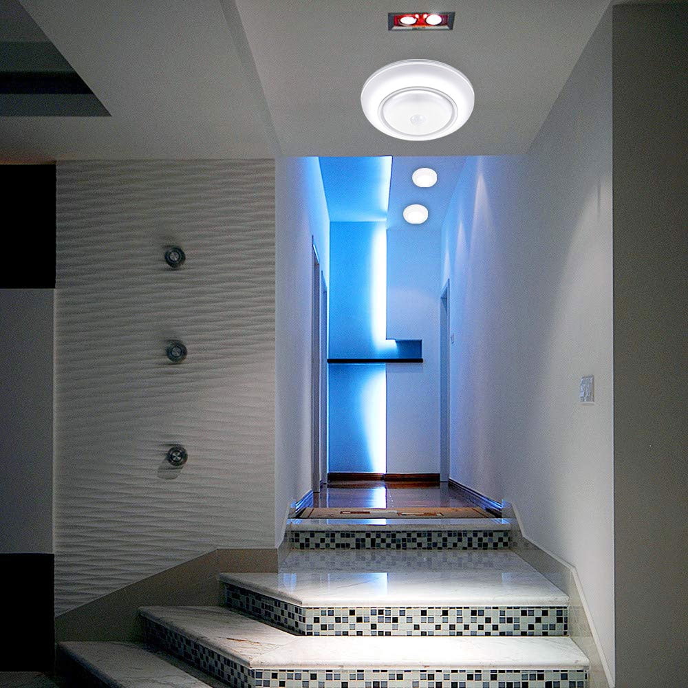 Keyohome 17 LEDs Wireless Battery Powered Motion Sensing Indoor LED Ceiling Light (without Battery)