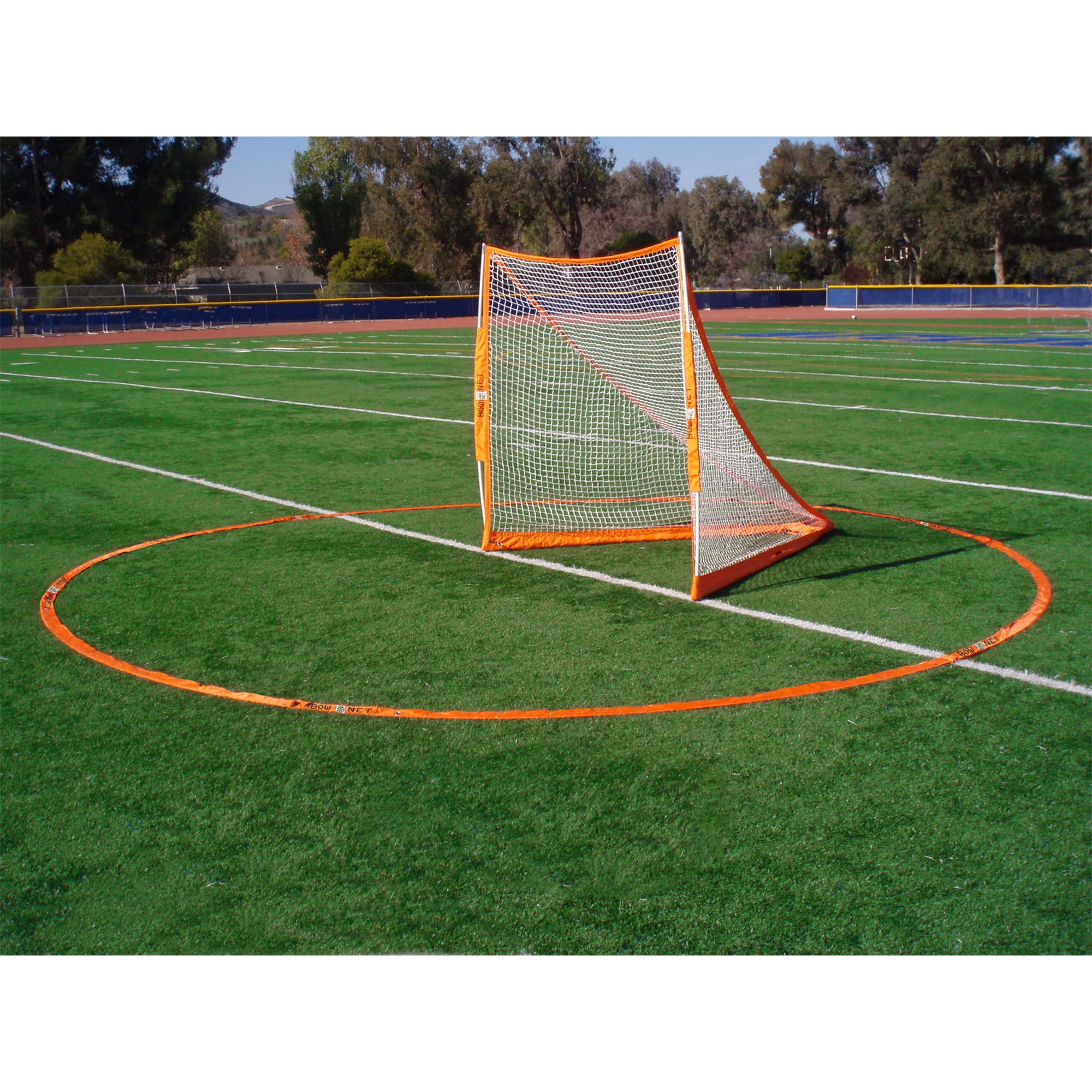 Bownet Goal Portable Lacrosse Crease - Youth Men's Practice Indoor Outdoor - East to Setup - Portable with Carrying Bag - (Regulation 18' Diameter), Orange