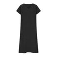 thumbnail image 4 of Unir Women's Summer Maxi Dress, Solid Color Eyelet Short Sleeve V-Neck Casual Dress for Daily & Travel, 1PC, S-XXL, 4 of 4