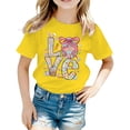 thumbnail image 4 of Shadoumai Girls Easter Shirt Size 6 Happy Easter Letter Graphic Printed Crew Neck Short Sleeve T Shirt Trendy Tunic Blouse T-Shirts Infant To Big Kid, 4 of 4