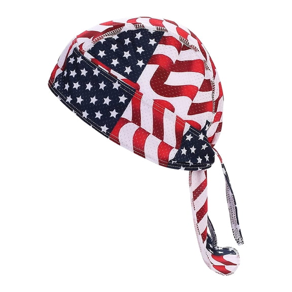 Kelon Unisex Breathable Sports Beanie, Cooling Helmet Liner, American Flag Printed Do Rag, Lightweight Wicking Skull Cap, Durag Head Wrap, Soft Lined Headwear for Cycling Motorcycle Outdoor Sports
