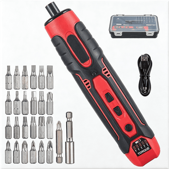 CURYMAY 3.6V Cordless Impact Screwdriver Gun, 1.5Ah Lithium Battery, 1/4" Chuck, 3-10 N.M Torque, 300Rpm, Includes Magnetic Bits & Case - Electrician Tools Set