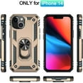 thumbnail image 3 of Phone Case for iPhone 14 Case, [ Military Grade ] Shock-Absorption Bumper Cover iPhone 14 Anti-Scratch Case with Ring Car Mount Kickstand for iPhone 14 6.1" - Gold, 3 of 11