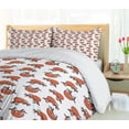 thumbnail image 5 of Ambesonne Sloth Duvet Cover Sets, Cartoon Animal Lays on Branch, 2-Queen, Salmon and Rosewood, 5 of 7