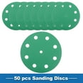 thumbnail image 3 of Discos de lijado únicos de 5 pulgadas, 9 agujeros, grano 180, papel de lija redondo con gancho y lazo, óxido de aluminio verde, 50 piezas, 3 of 6