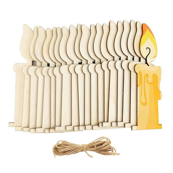 XYAIYT 30pcs Unfinished Wooden Candle Cutouts DIY Craft Kits for Hanging Decorations,Gift Labels,Home Party Decor,3.9 Inch Natural Wood